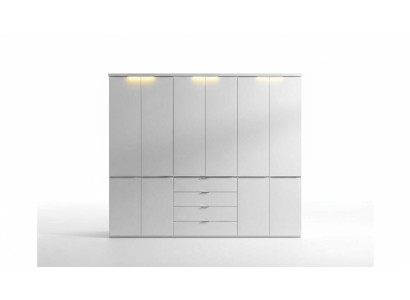 White wardrobe with 4 drawers, bedroom cabinets, wooden furniture