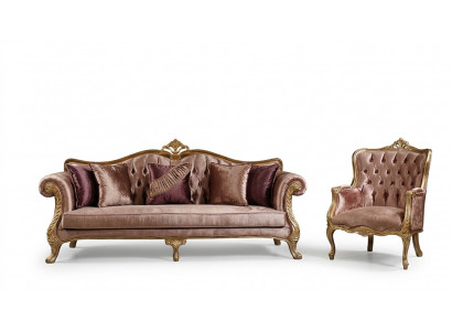 Classic Pink Chesterfield Sofa Set 3-Seater Coffee Table Armchair