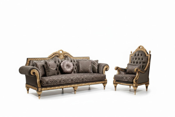 Classic Chesterfield Sofa Set 3+1 Seater Designer Coffee Table 3-piece Set
