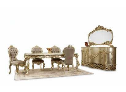 Classic dining room set dining table 4x chairs sideboard mirror 8pcs