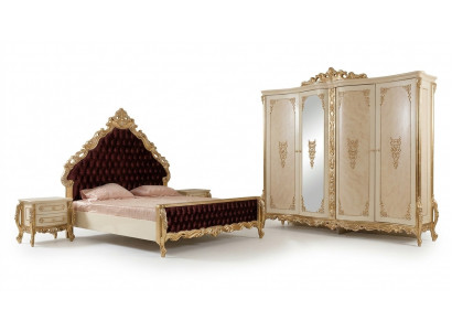 Classic bedroom set double bed 2x nightstands dresser wardrobe