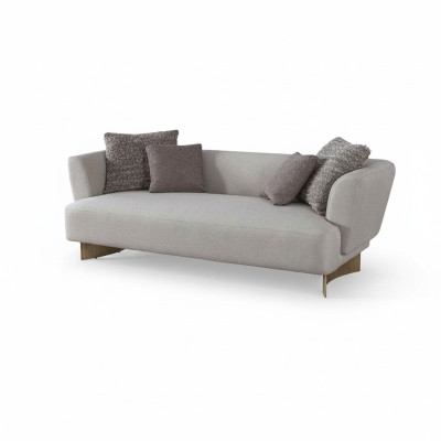 Gray upholstery three-seater living room designer couches wood frame sofa