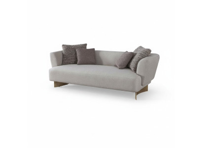 Gray upholstery three-seater living room designer couches wood frame sofa