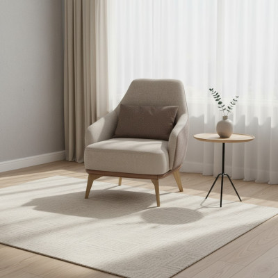 Exclusive armchair living room textile single-seater design stylish wooden legs