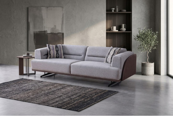 Gray Modern 3-Seater Upholstered Living Room Couches Luxury Noble Sofas