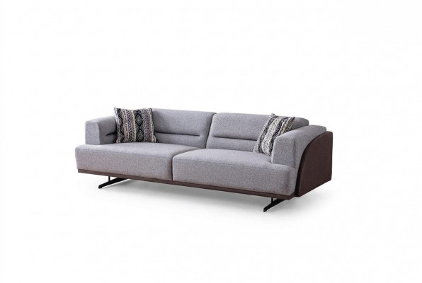 Gray Modern 3-Seater Upholstered Living Room Couches Luxury Noble Sofas
