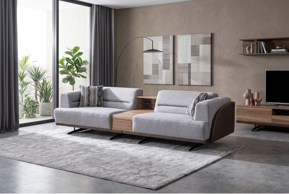 Gray living room 3-seater luxurious three-seater sofa upholstered couches