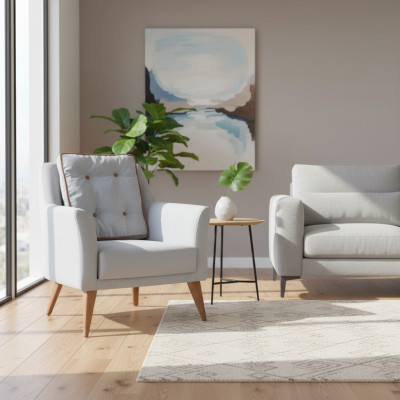 Light blue living room single-seater designer upholstered armchair relax chair furniture