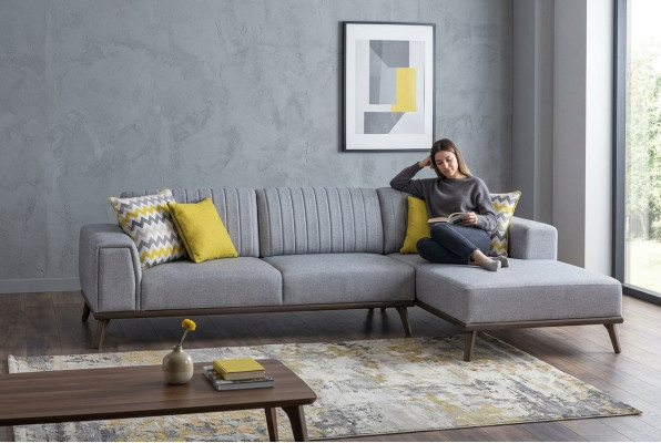 Gray L-shaped corner sofa living room living landscape upholstered sofas couches