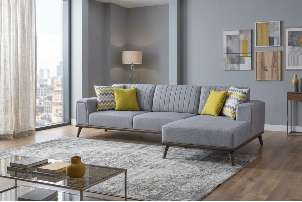 Gray L-shaped corner sofa living room living landscape upholstered sofas couches
