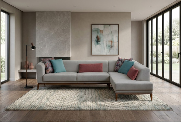Gray L-shaped corner sofa living area living room couches luxury sofas