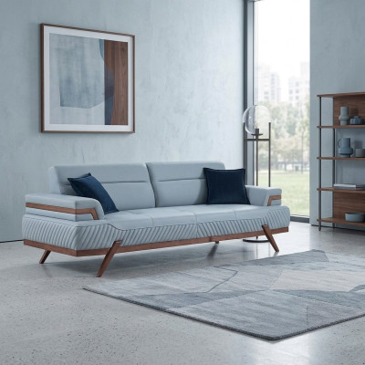 Modern sofas designer blue 3-seater upholstered sofas leather couches new
