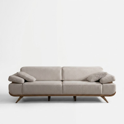 Light beige fabric sofa designer upholstered sofas living room couches 3-seater