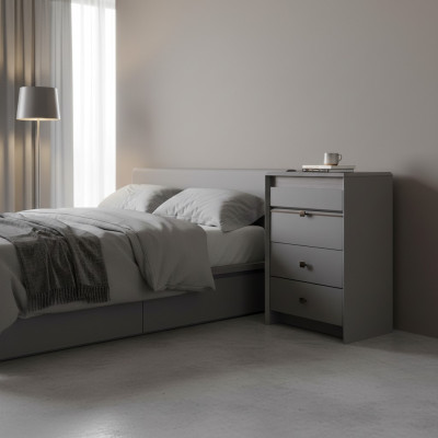 Exclusive Gray Dresser Luxurious 4x Drawer Bedroom Wooden Furniture