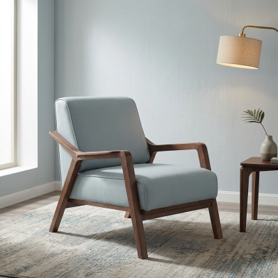 Blue exclusive armchair living room armrests single-seater wooden frame new