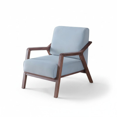 Blue exclusive armchair living room armrests single-seater wooden frame new