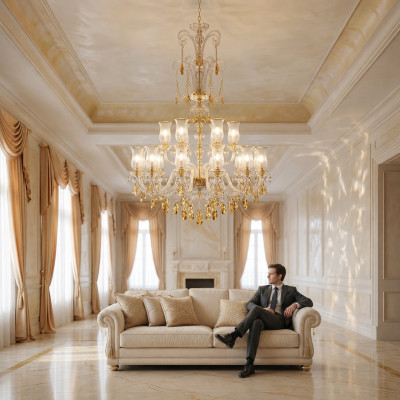 Designer silver gold chandeliers, living room pendant chandeliers.