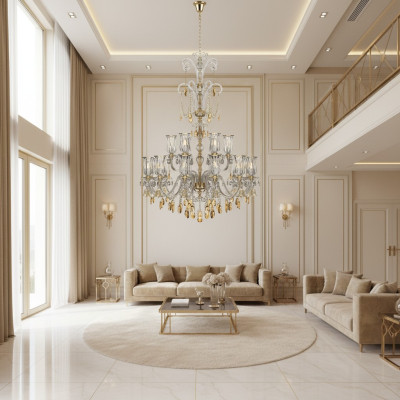 Designer silver gold chandeliers, living room pendant chandeliers.