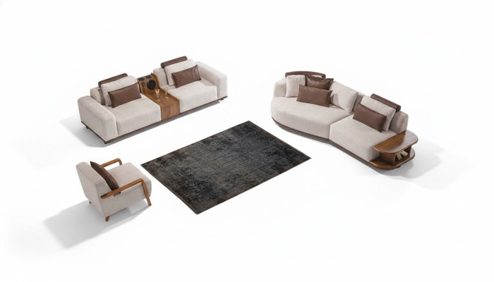 Beige sofa set modern luxury sofas 3+2 seater upholstered armchair 3-piece set