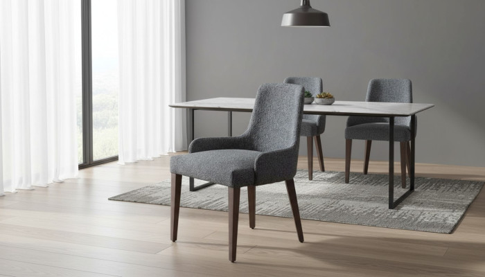 Exclusive gray chair with wood brown leg design dining room novelty