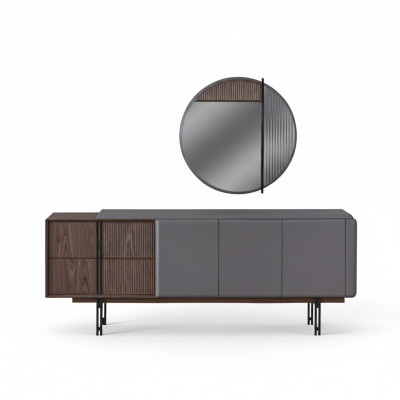 Exclusive dining room set consists of a 2-piece sideboard and mirror novelty.