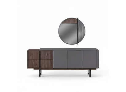 Exclusive dining room set consists of a 2-piece sideboard and mirror novelty.