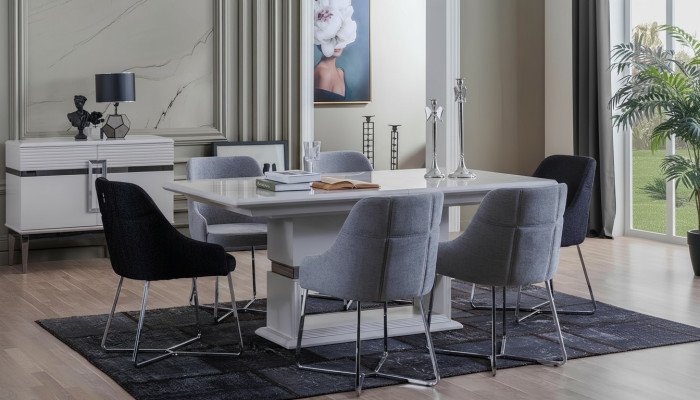 Exclusive dining room set consists of a 7-piece dining table and 6x new chairs.