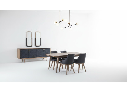 Luxury dining room set dining table + 4x chairs + sideboard with 2x mirrors new
