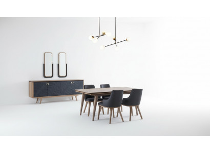 Luxury dining room set dining table + 4x chairs + sideboard with 2x mirrors new