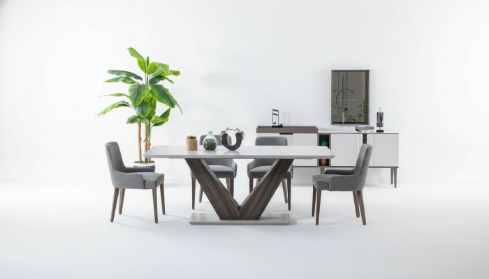 Luxurious Dining Room Set Dining Table 4x Chairs + Sideboard with Mirror New Set