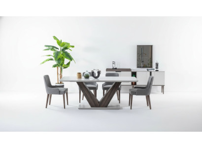 Luxurious Dining Room Set Dining Table 4x Chairs + Sideboard with Mirror New Set