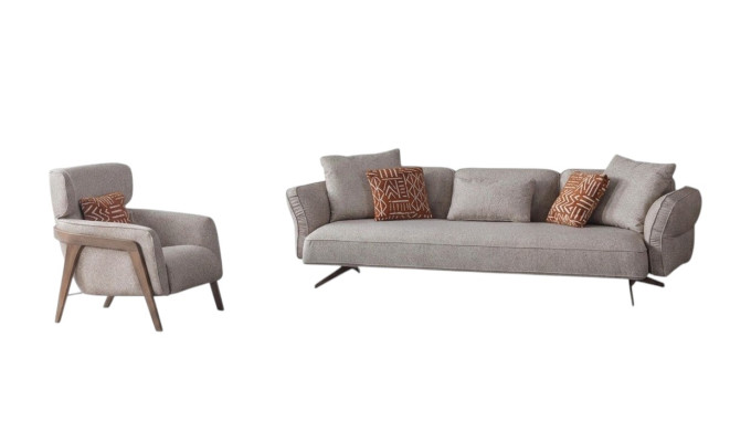 Luxury Modern Living Room Set 4-piece. Sofa 4-seater Armchair Coffee Table Suite