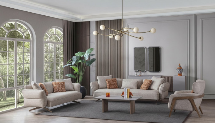 Luxury Modern Living Room Set 4-piece 4+3 Seater Armchair and Coffee Table New