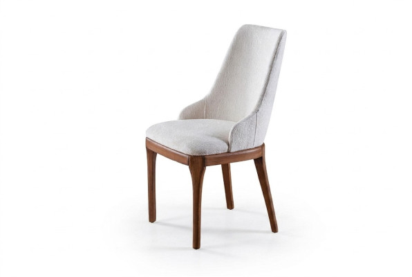 Exclusive white chairs with brown wood legs design dining room novelty