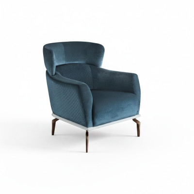 Design armchair, modern, green color, living room seating, textile luxury furniture