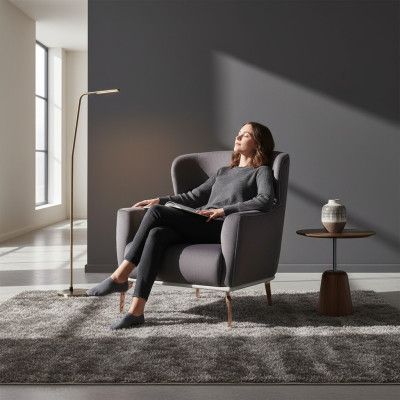 Armchair Modern Black Lounge Club Living Room Textile Luxury Design