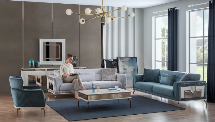 Designer sofa set 4 piece. Couch sofa set 3 seater armchair coffee table