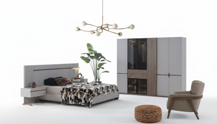Bedroom Set Luxury Design Bed 2x Nightstand Wardrobe 4-piece New