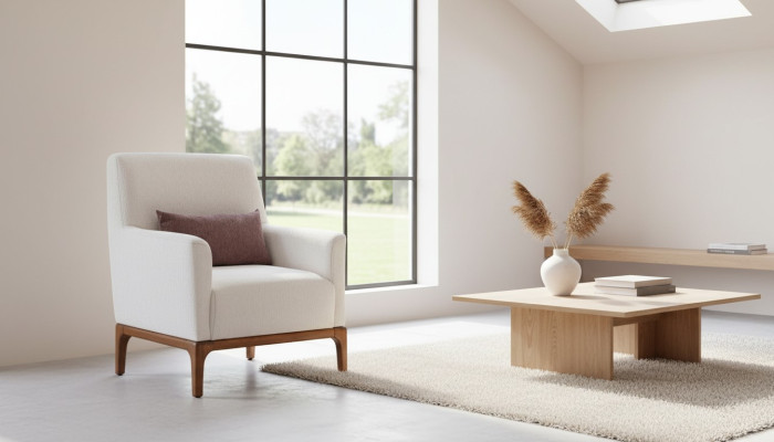 Designer armchair 1-seater luxury relax textile white armchair in living room club lounge