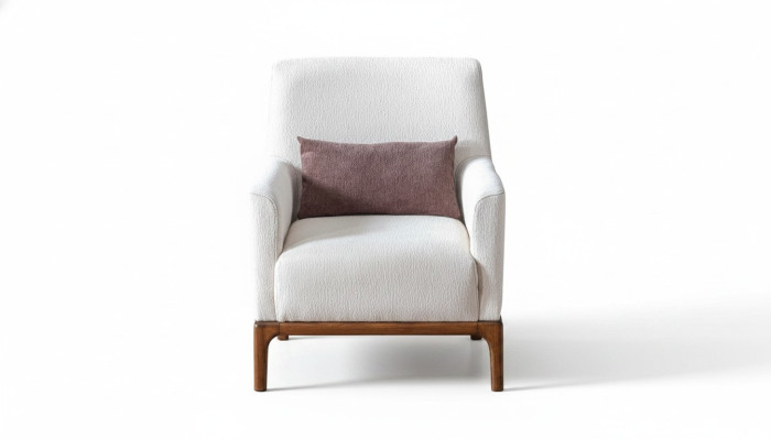 Designer armchair 1-seater luxury relax textile white armchair in living room club lounge