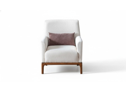 Designer armchair 1-seater luxury relax textile white armchair in living room club lounge