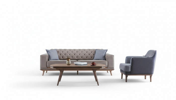 Luxury Modern Living Room Set 4-piece. 4-seater Armchair Coffee Table Furniture New