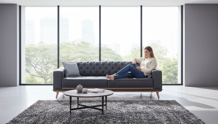 Sofa 4-seater design sofas upholstery fabric relax seating furniture modern