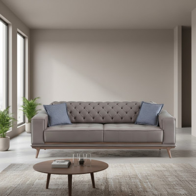 Sofa 4-seater design sofas upholstered gray textile relax seating furniture modern