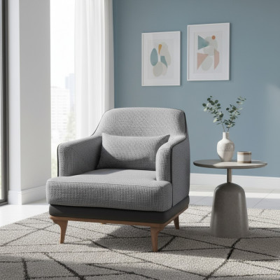 Modern grey armchair living room seating textile design furniture single-seater
