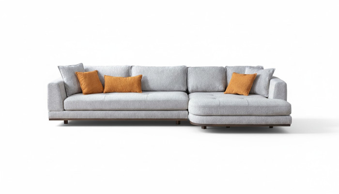 Luxury L-shaped corner sofa modern living room furniture grey color designer