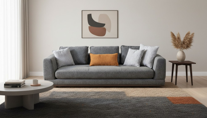 Sofa 3 Seater Modern Furniture White Living Room Luxury 243cm Three-Seater