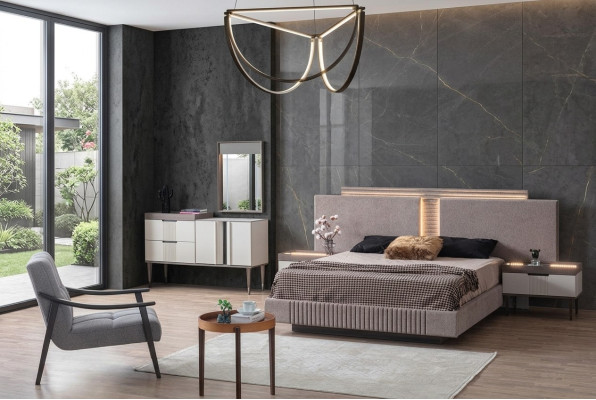 Design bedroom 5-piece. Bedroom set bed nightstand dressing table