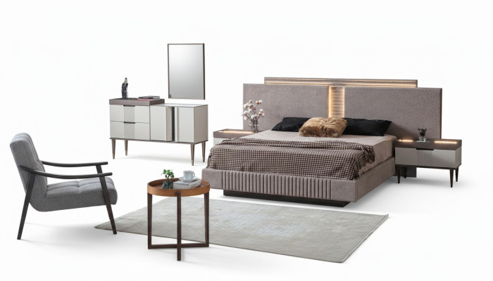 Design bedroom 5-piece. Bedroom set bed nightstand dressing table
