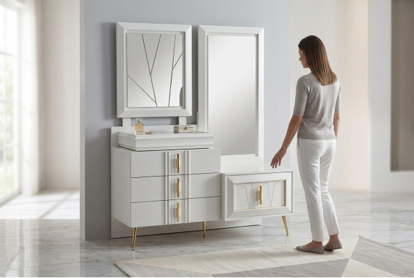 Dressing table with mirror luxury console exclusive bedroom set 2-piece set